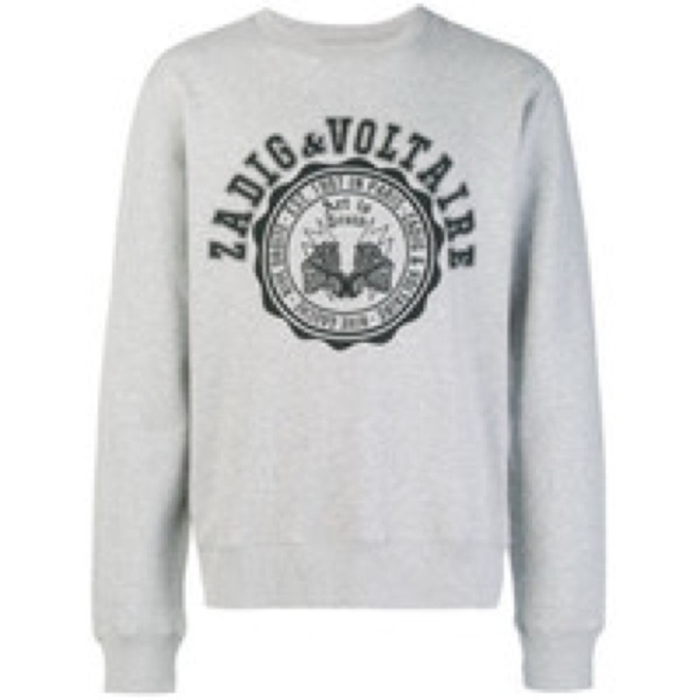Zadig & Voltaire Men’s Logo Sweatshirt in Gray Blue Medium